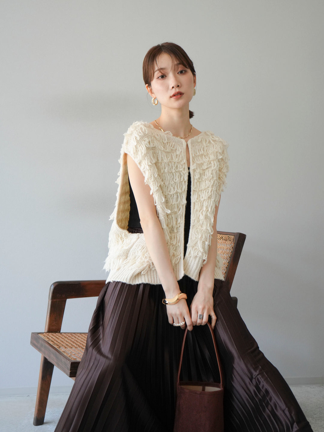 [予約]ループデザインベスト/アイボリー