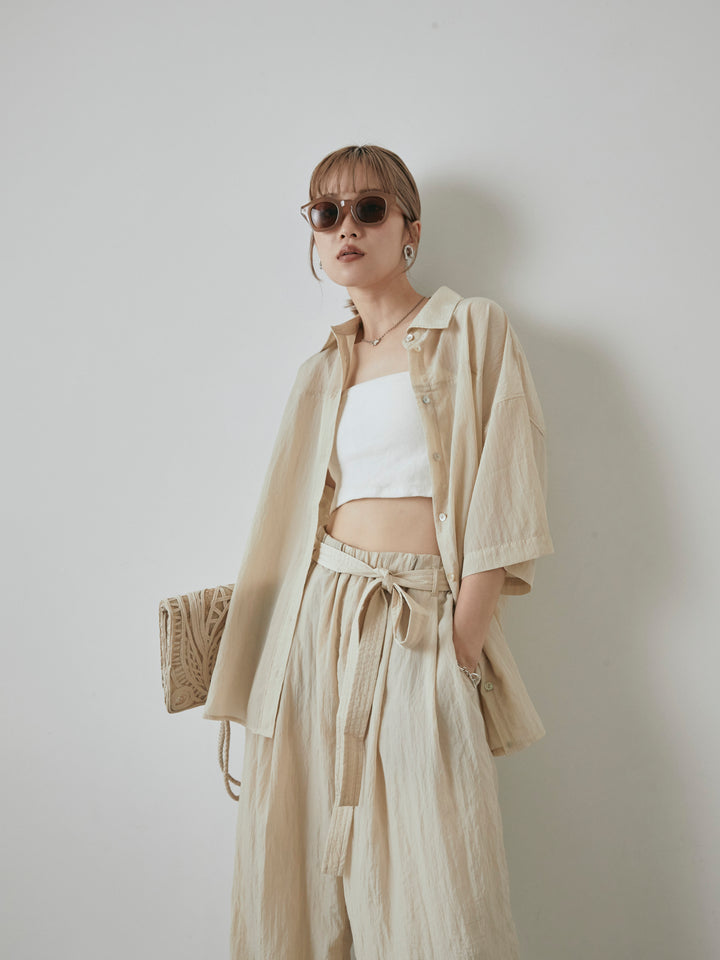 【預購】2WAY尼龍墊圈半身襯衫/奶油色
