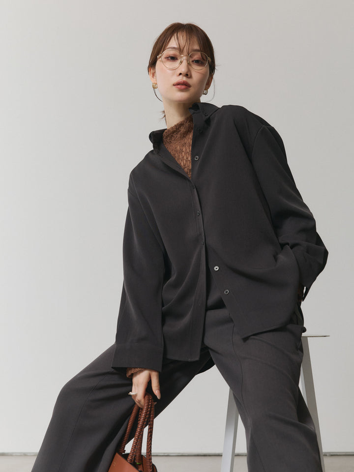 [予約]ボタンダウンオーバーシャツ/チャコール