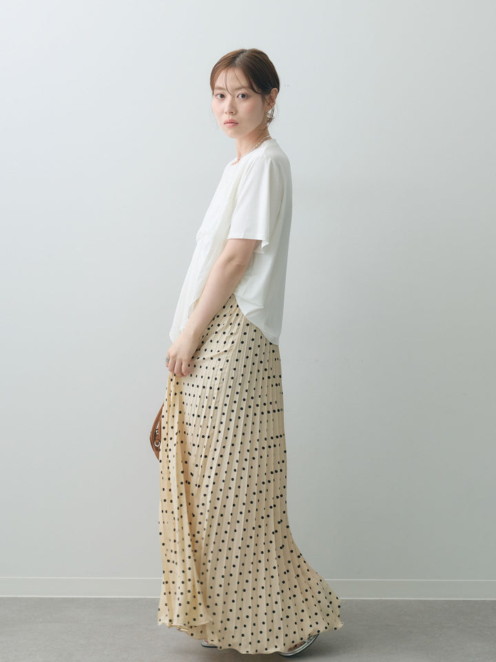 [SET]ラッフルドッキングTEE+ドットアコーディオンプリーツスカート(2set)
