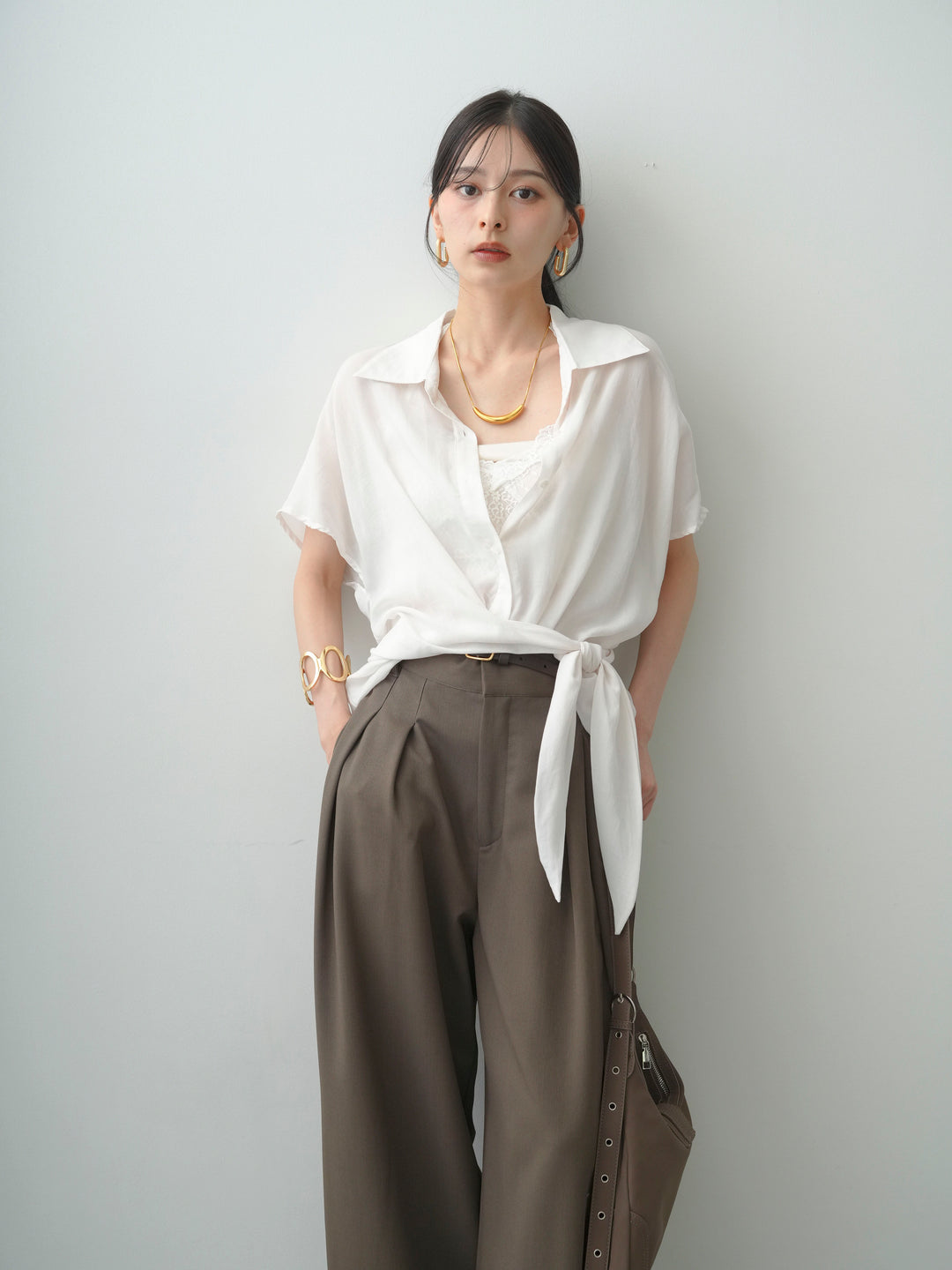 [SET]ホルターレーストップス＆ドレープフレンチシャツSET(2SET)+ホルターレーストップス＆ドレープフレンチシャツSET(2SET)(2set)