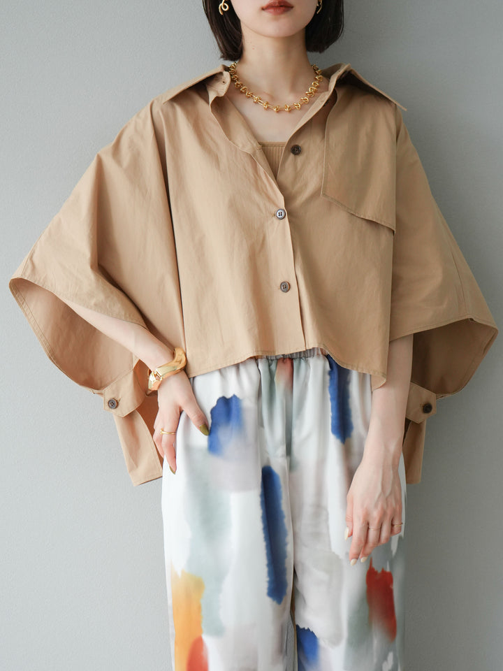 [予約]ポンチョショートシャツ/ベージュ