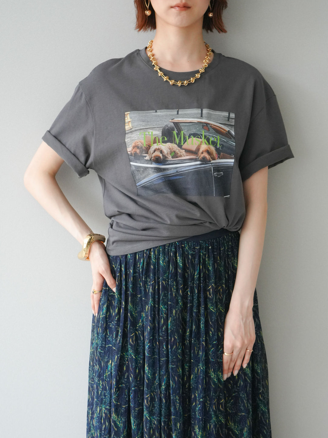 [予約]ドッグフォトTEE/charcoal