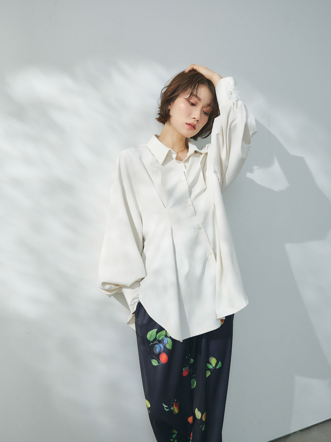 【魅力】【套裝】合成纖維束腰襯衫 + 合成纖維束腰襯衫（2 件套）