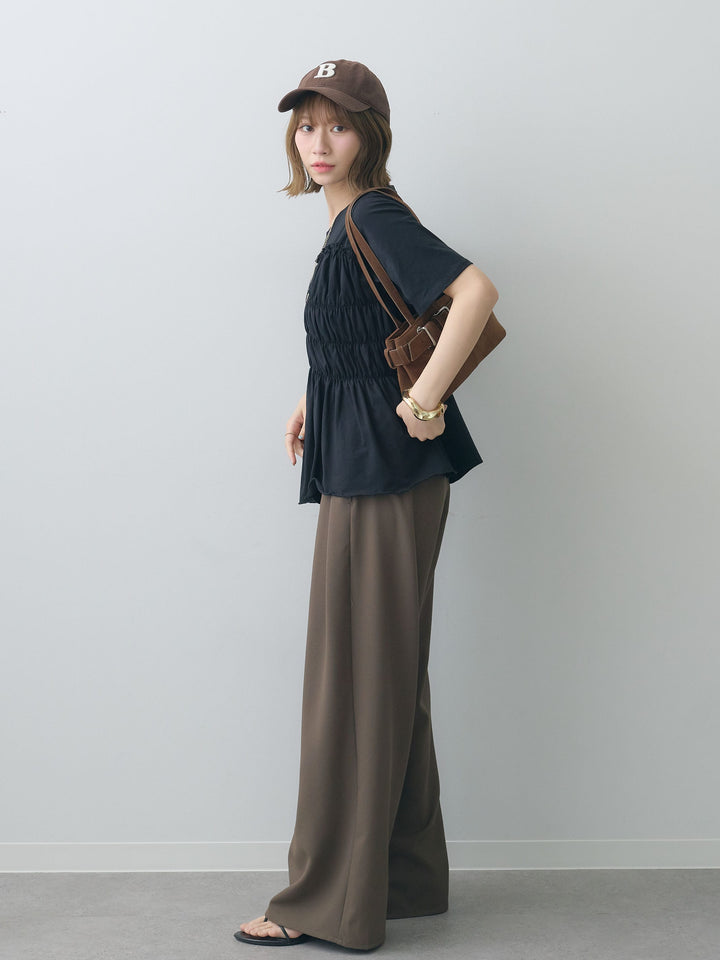 [SET]クールタッチシャーリングTEE+クレープデシンタックワイドパンツ(2set)