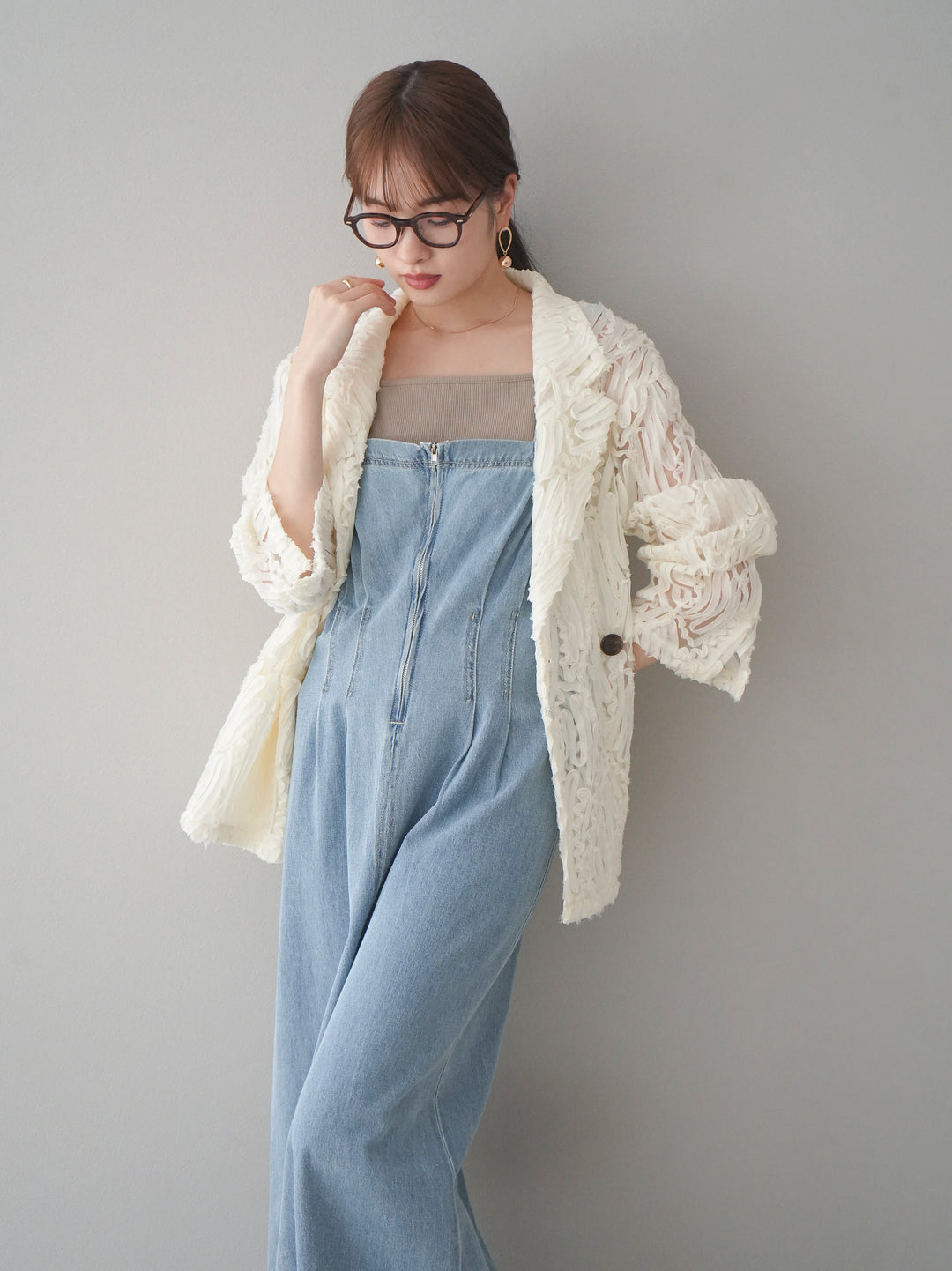 [予約]シアージャガードテーラードジャケット/アイボリー