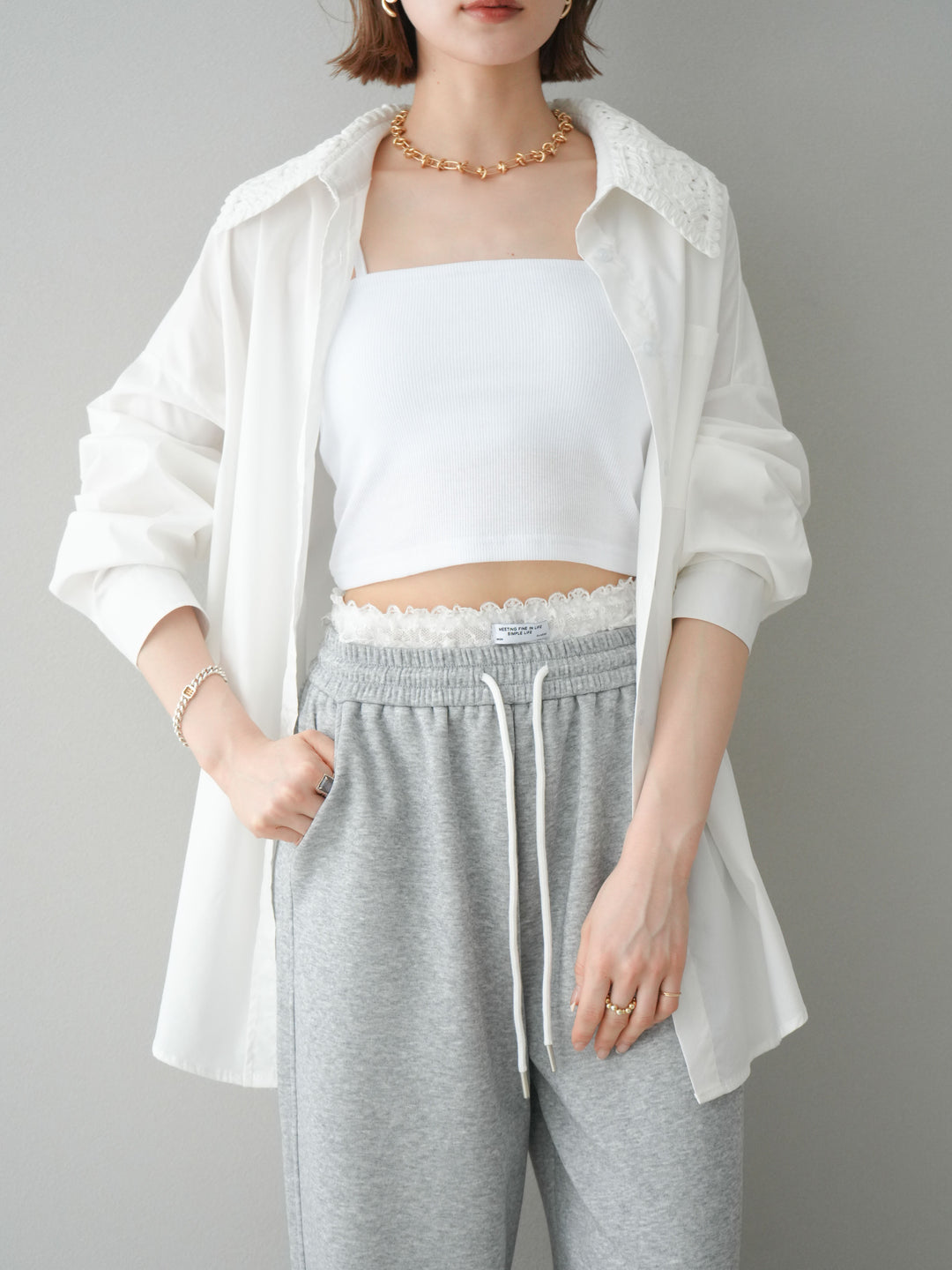 [予約]カップ付テレコリブベアキャミソール/オフ