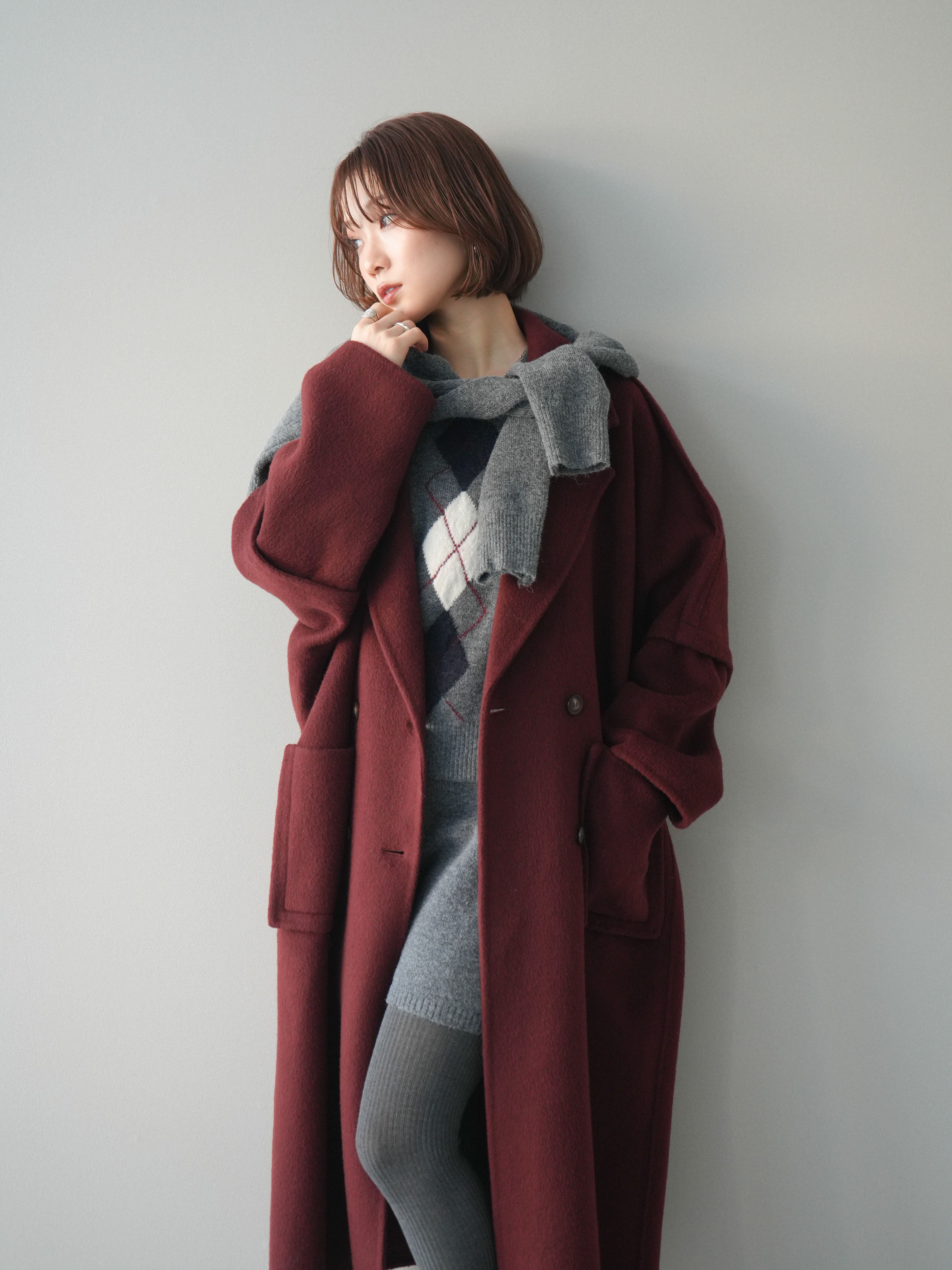 予約]カシミヤ100%ダブルブレストロングコート/red – Lumier