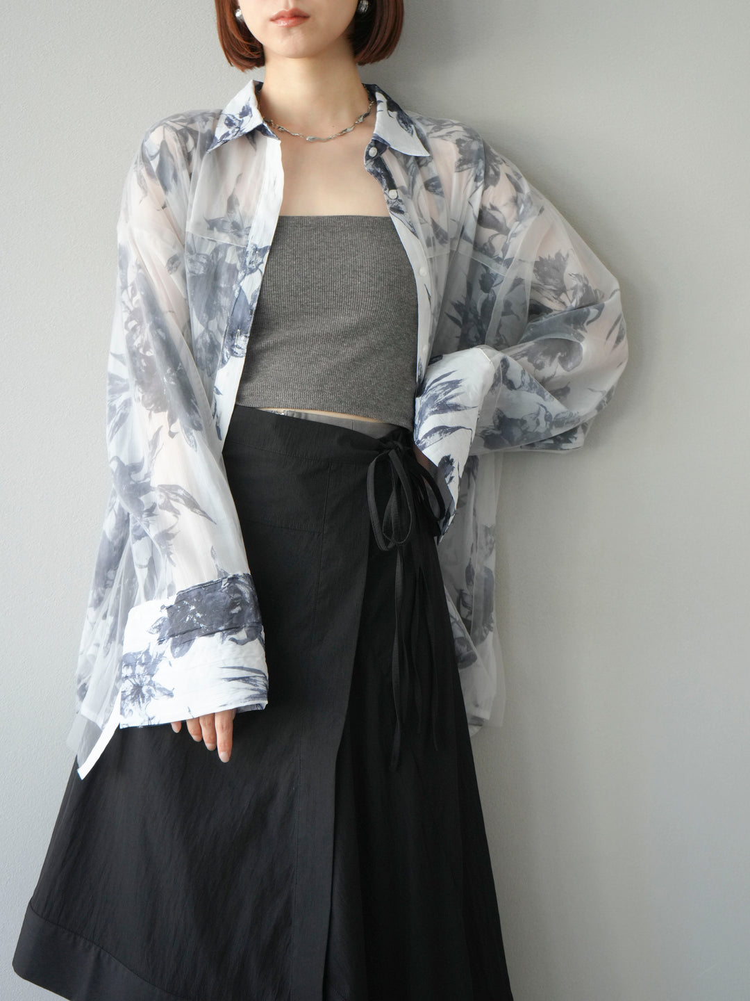 [予約]アシンメトリーレイヤードスカート/ブラック