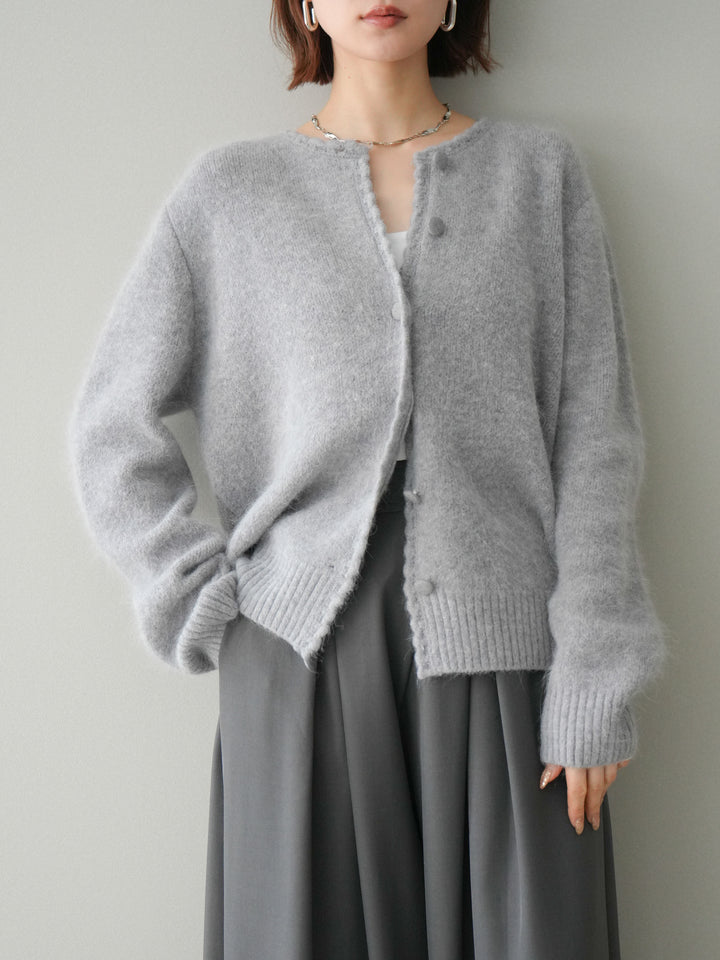 [予約]くるみボタンニットカーディガン/gray