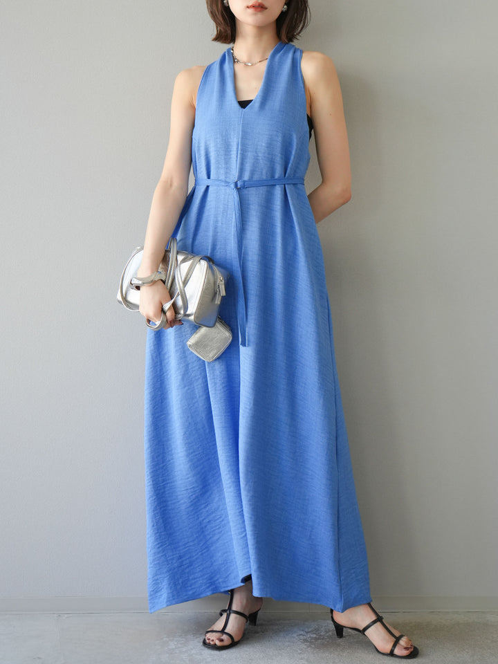 【預購】環形設計不均勻染色洋裝/藍色