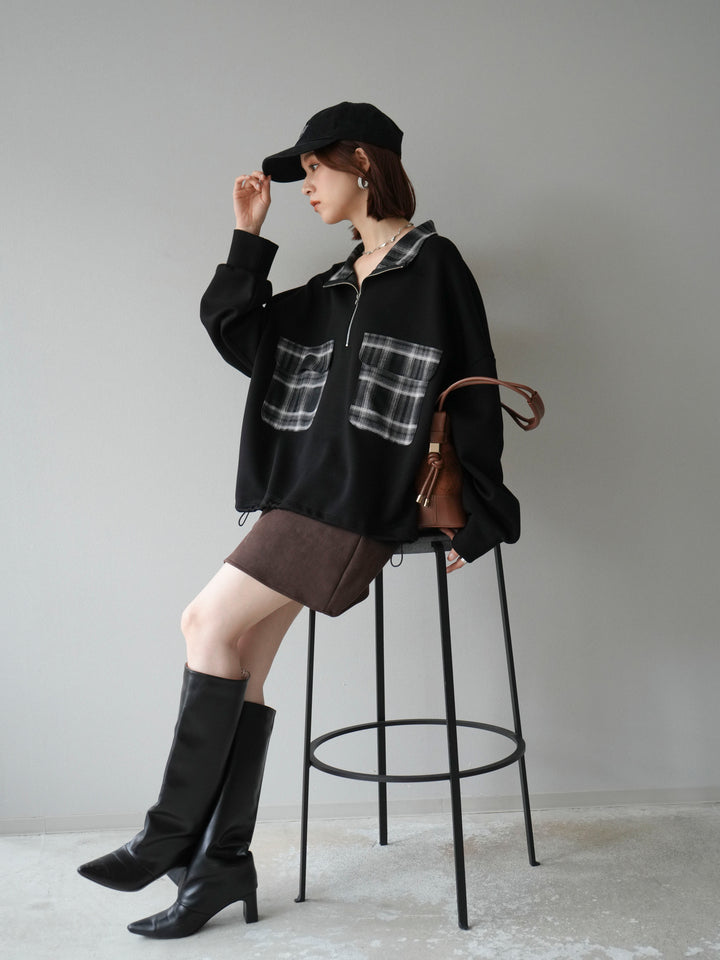 [予約]チェックポイントドロストポンチプルオーバー/ブラック