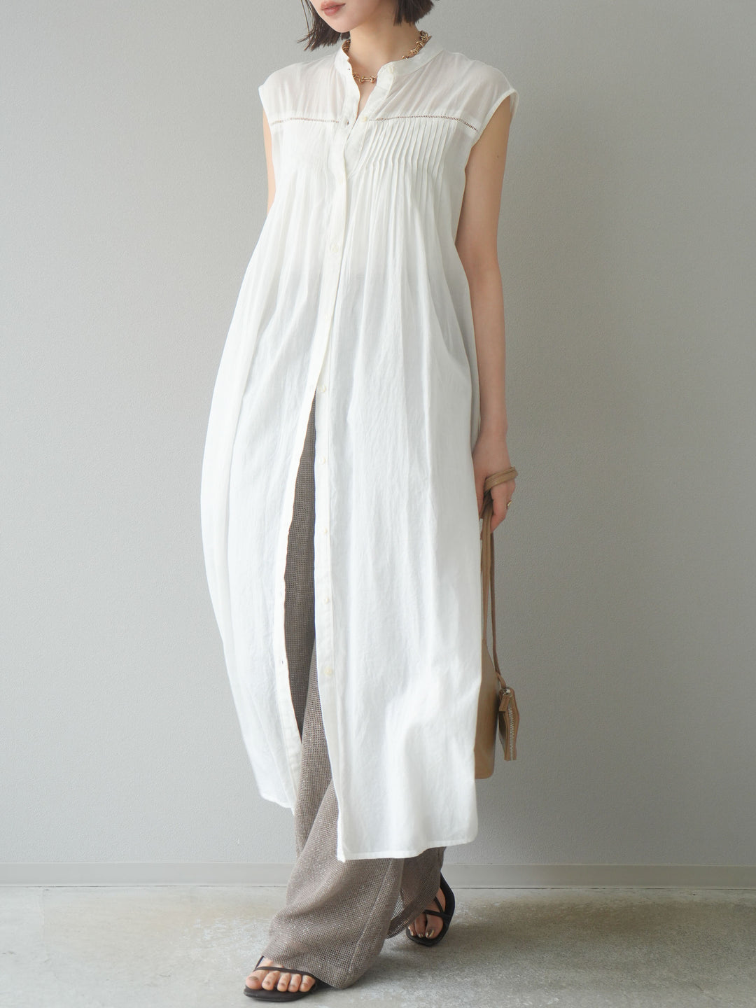 [予約]インド製コットンボイルワンピース/オフ