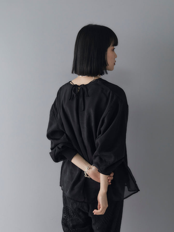 [Pre-order] Back Ribbon Tulle Layered Pullover/Black