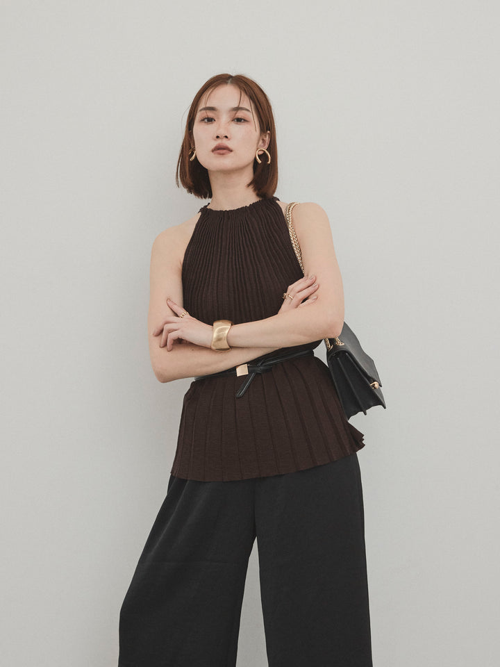 [予約]プリーツニットキャミソール/ブラウン