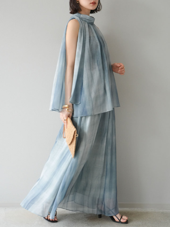 【預購】Nuance 透視喇叭裙/綠色