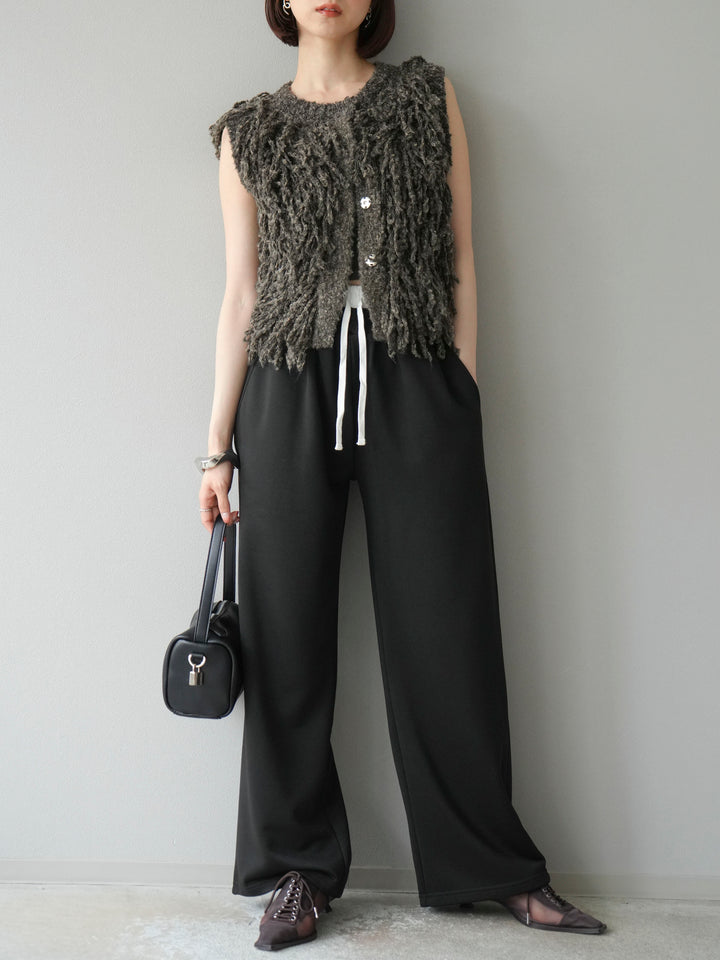 [予約]ダブルウエストスウェットパンツ/ブラック