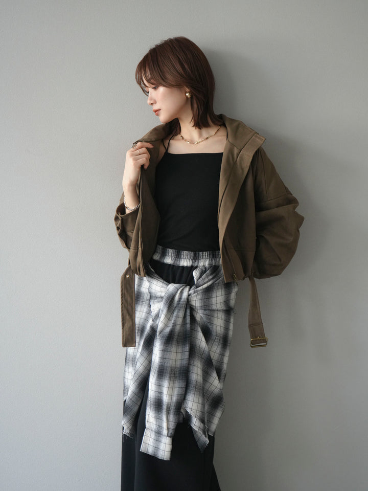 [予約]スエードバルーンショートブルゾン/khaki