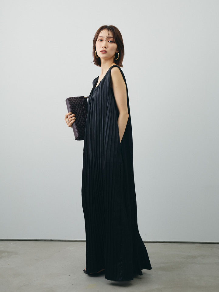 [SET] 緞面褶皺V領洋裝 + 緞面褶皺V領洋裝 (2set)