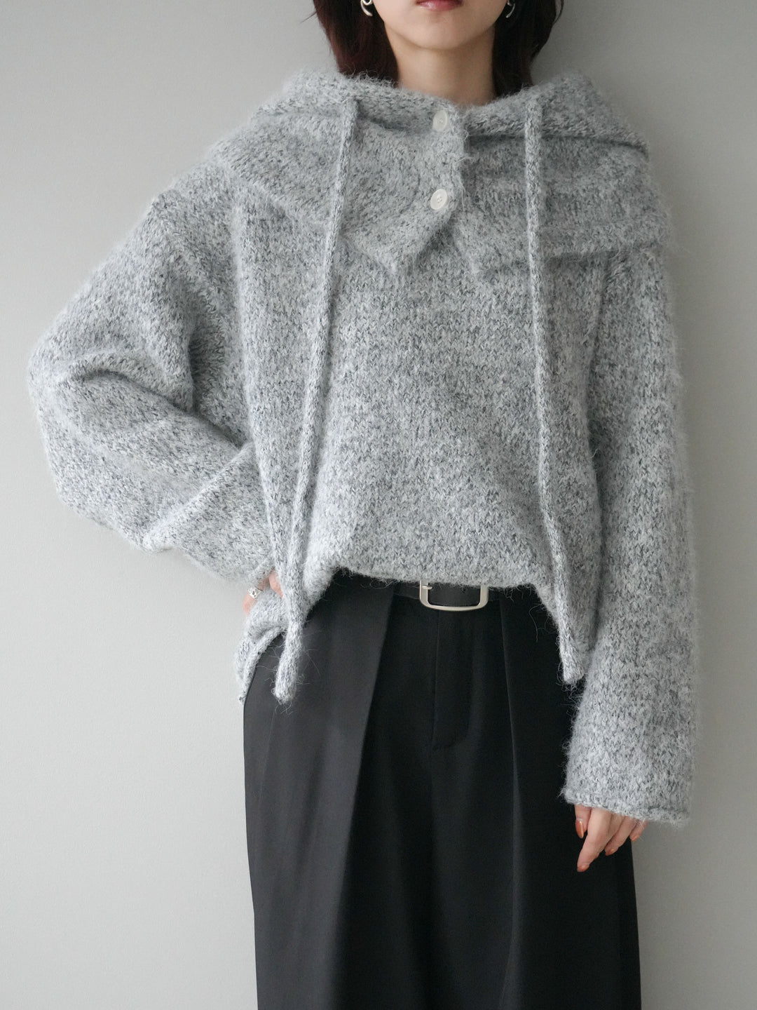 [SET]バラクラバSETニットプルオーバー+ベルトループデザインワイドパンツ(2set)