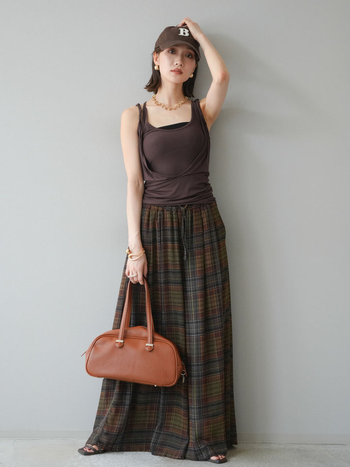 [予約]レイヤードツイストタンクトップ/ブラウン