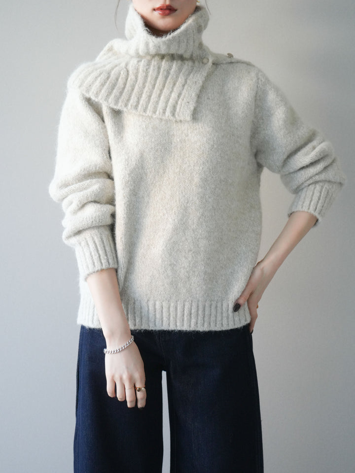 [予約]ネック付MIXニットアンサンブル/apricot