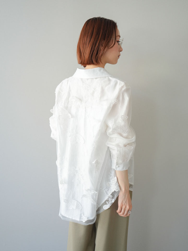 [予約]3Dバタフライエンブロイダリーブラウス/white
