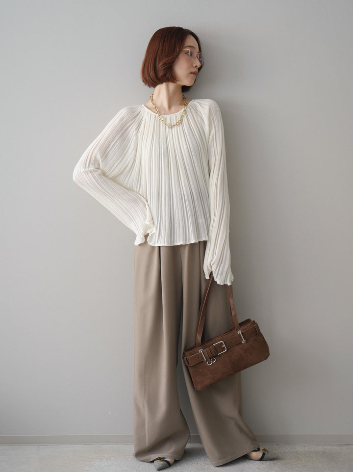 [予約]ベルト付キーホルダーモチーフワイドパンツ/mocha