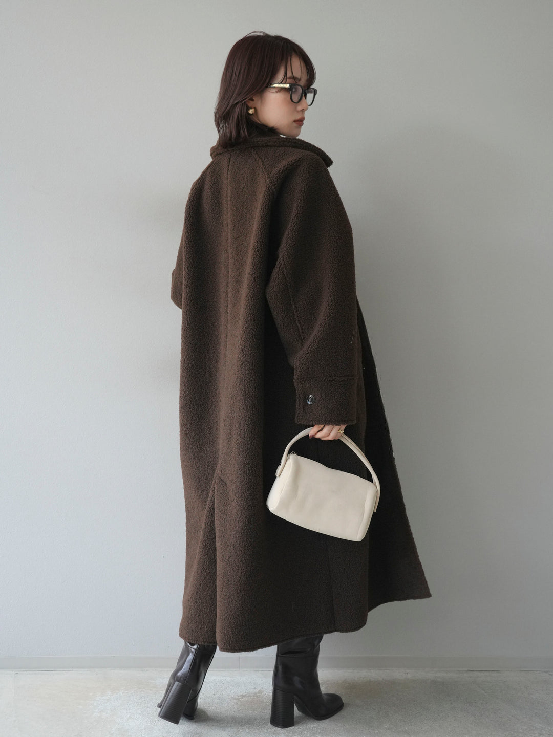 [予約]ボアxムートンロングコート/brown