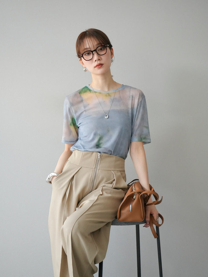 [予約]タイダイ柄シアーハーフトップス/サックス