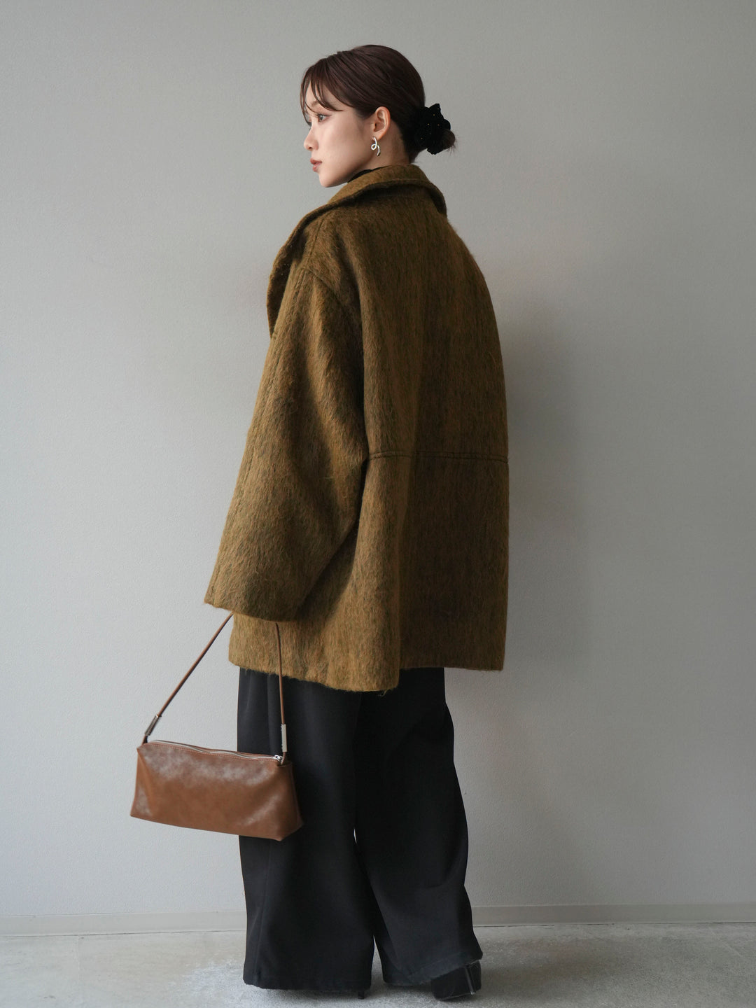 [予約]スタンドカラーシャギーコート/mustard