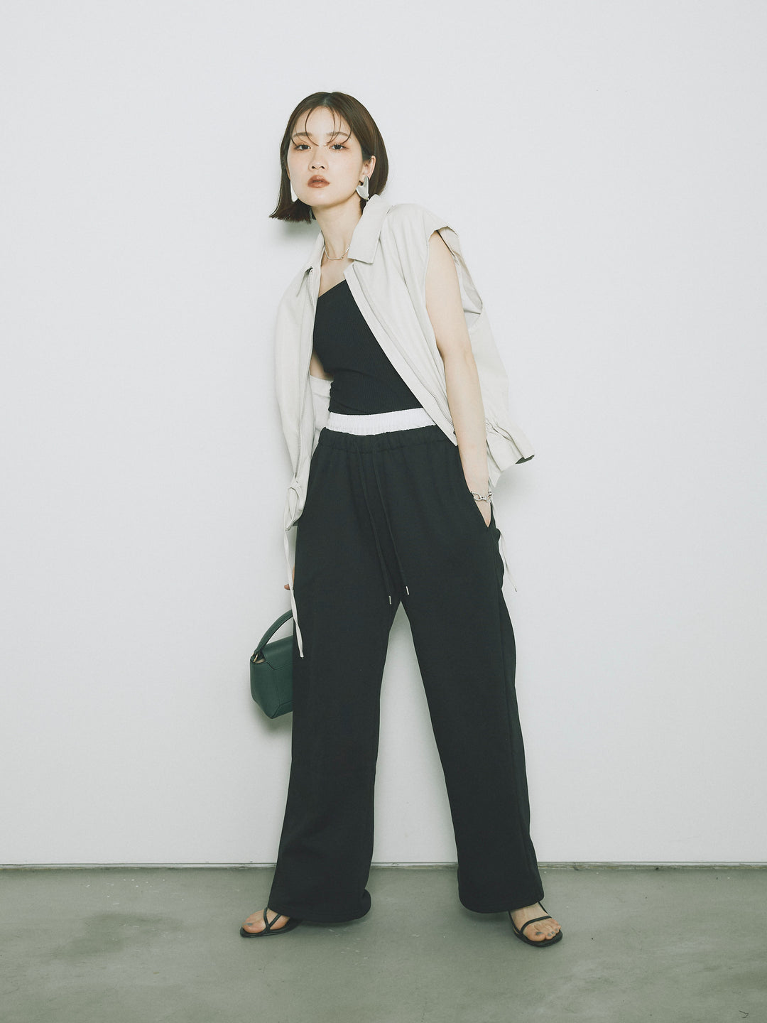 [予約]ダブルウエストスウェットパンツ/ブラック