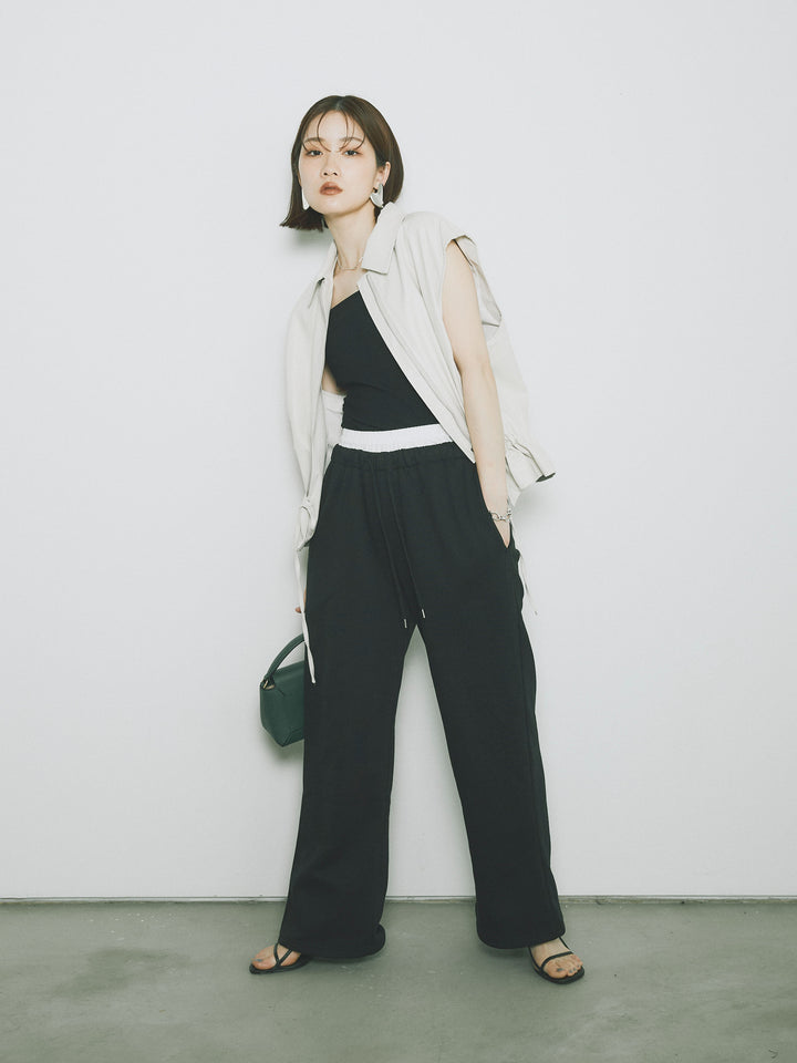 [予約]ダブルウエストスウェットパンツ/ブラック