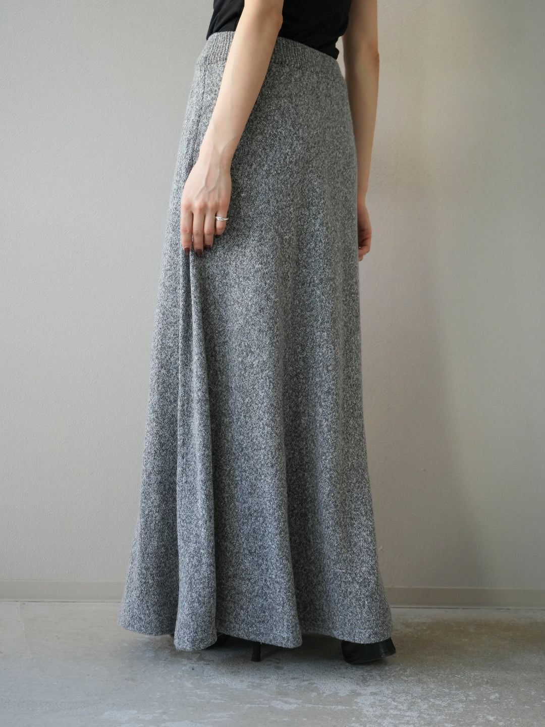 [予約]ミックスヤーンニットスカート/グレー