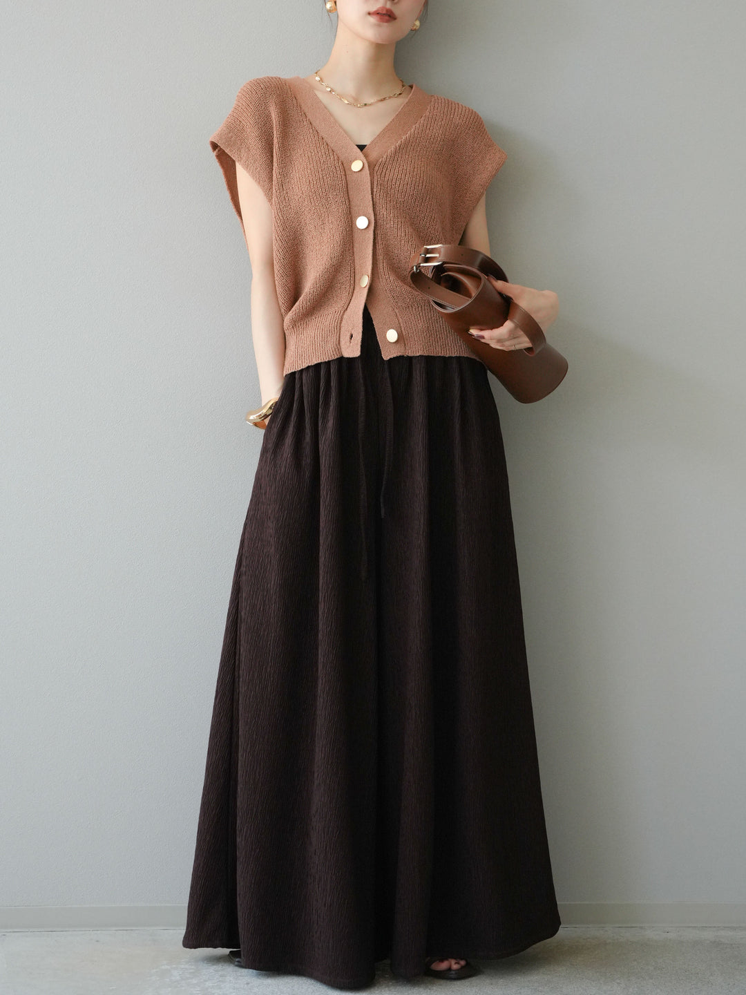 [予約]楊柳バギーパンツ/ブラウン