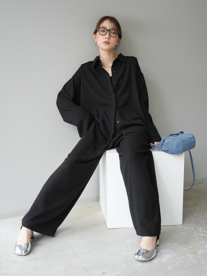 [予約]ネップオーバーシャツ/ブラック