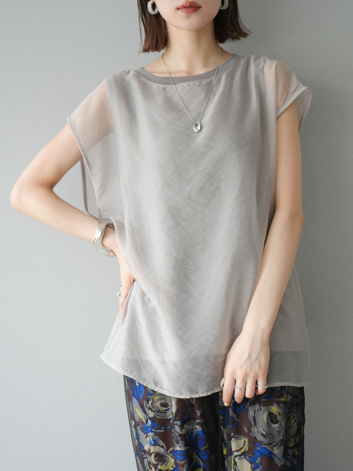 [予約]シアーレイヤードトップス/アイスグレージュ