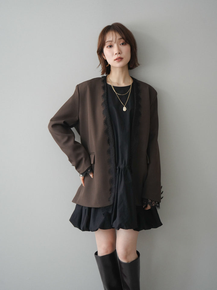 [予約]ノースリバルーンミニワンピース/black