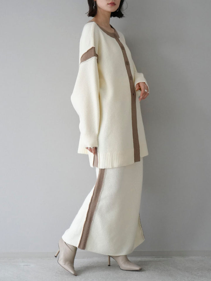 [Pre-order] Color-coordinated knit I-line skirt/ivory