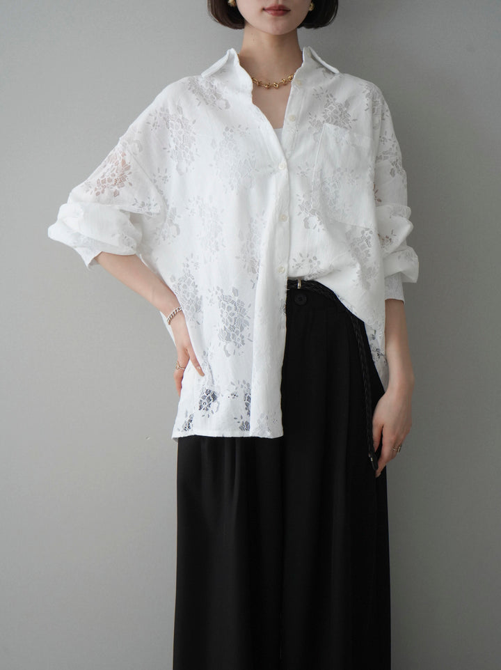 [SET]ジャガードレースオーバーシャツ+選べるアクセセット(2set)