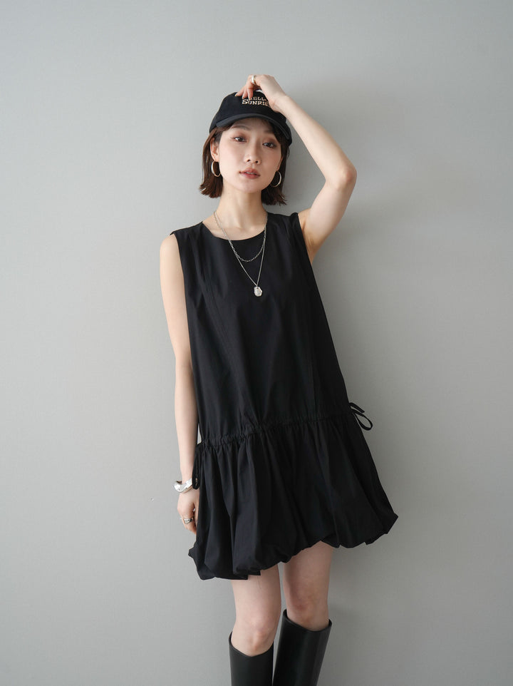 [予約]ノースリバルーンミニワンピース/black