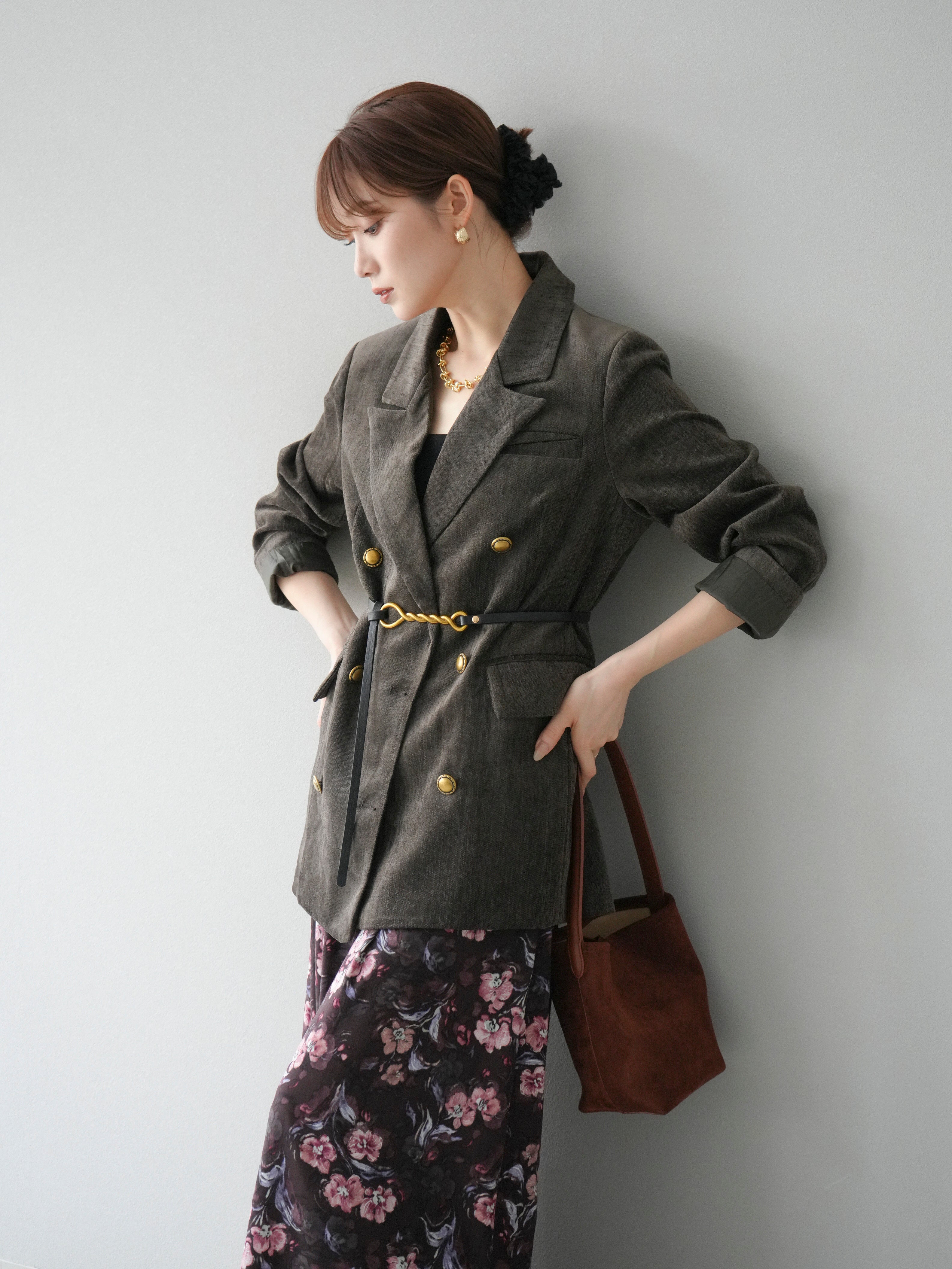 新品【Lumier】ベロアダブルジャケット＊ベルト付き/ブラウン 予約]ベロアダブルジャケット/ブラウン – Lumier