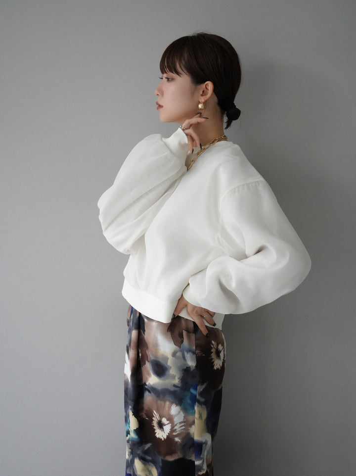 [予約]ラメシアーレイヤード裏毛クロップドプルオーバー/オートミール