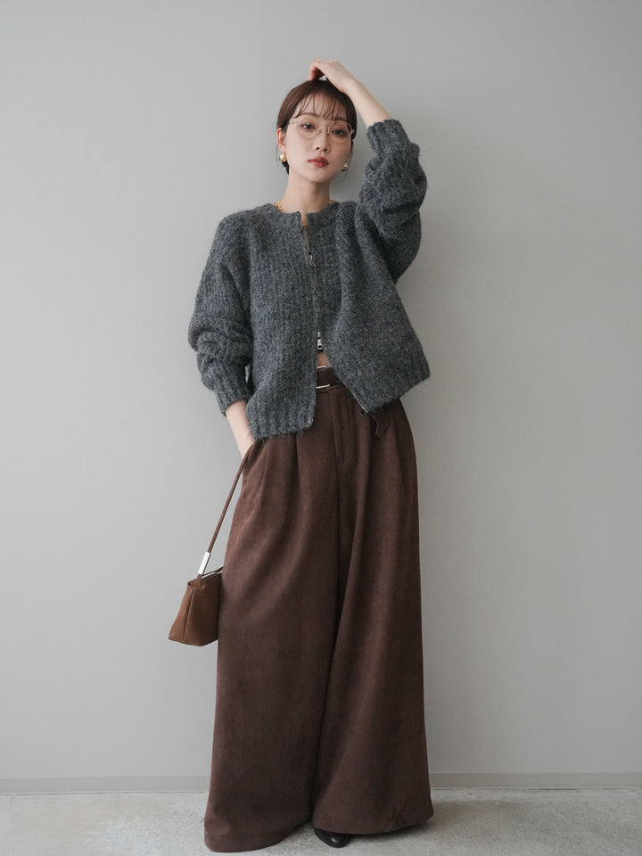 [SET]モチーフベルト付スエードタックワイドパンツ+モチーフベルト付スエードタックワイドパンツ(2set)