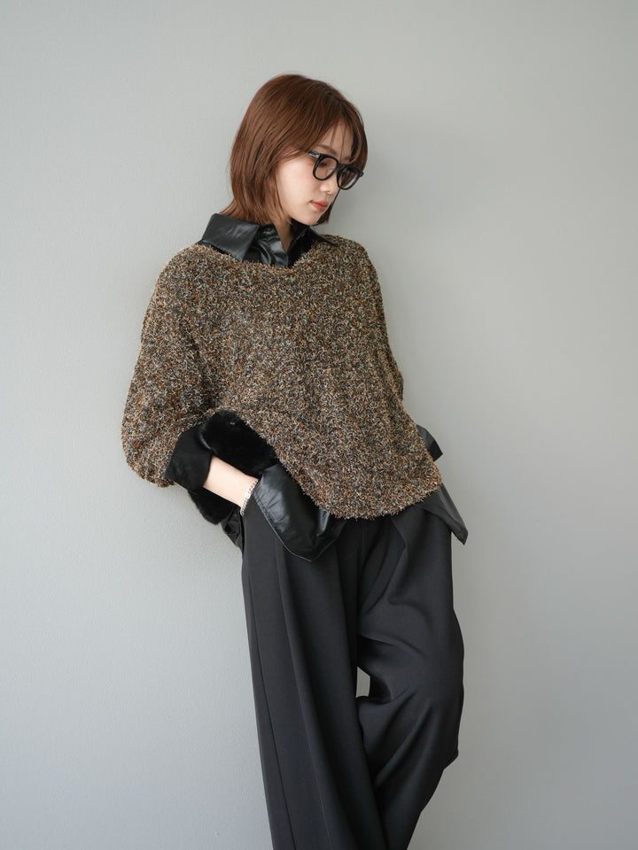 [予約]フェイクレザーシャツ/ブラック