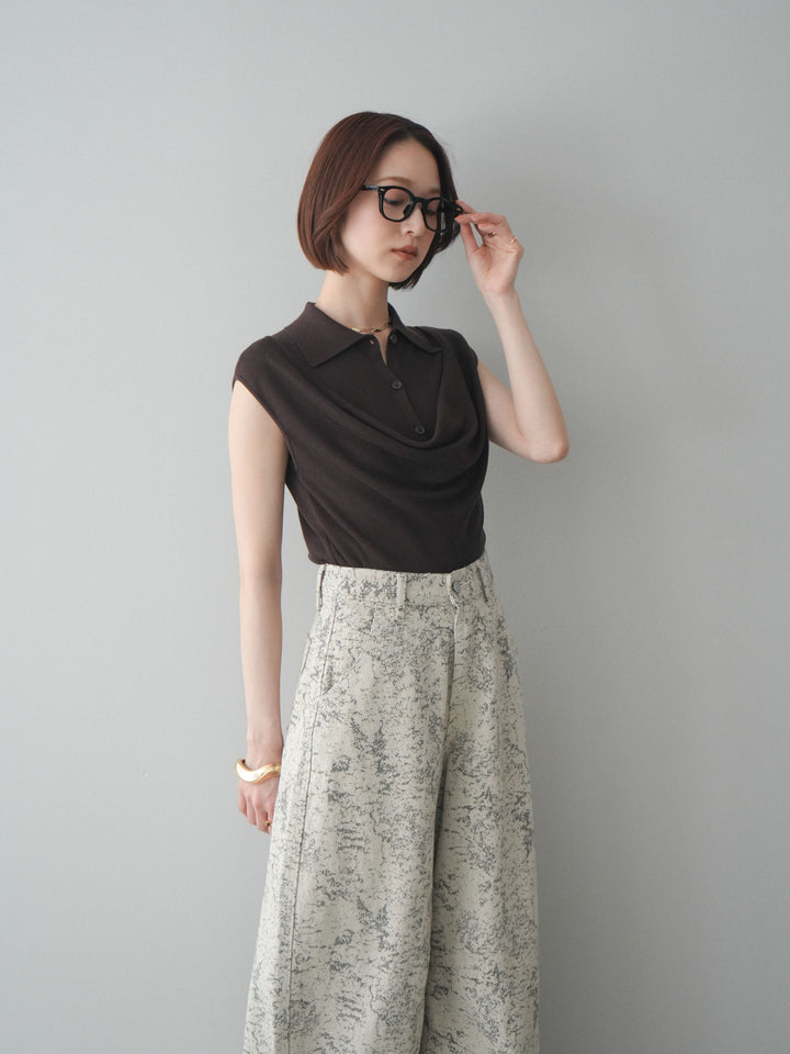 [予約]ノースリーブドレープニットトップス/brown