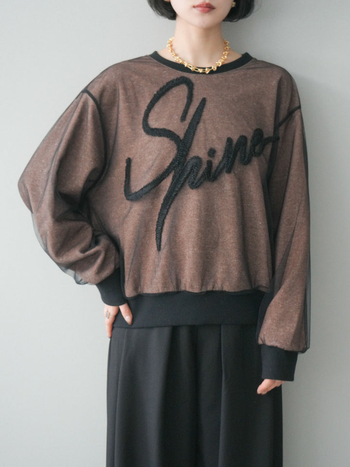 [予約]チュールレイヤードロゴスエットプルオーバー/brown