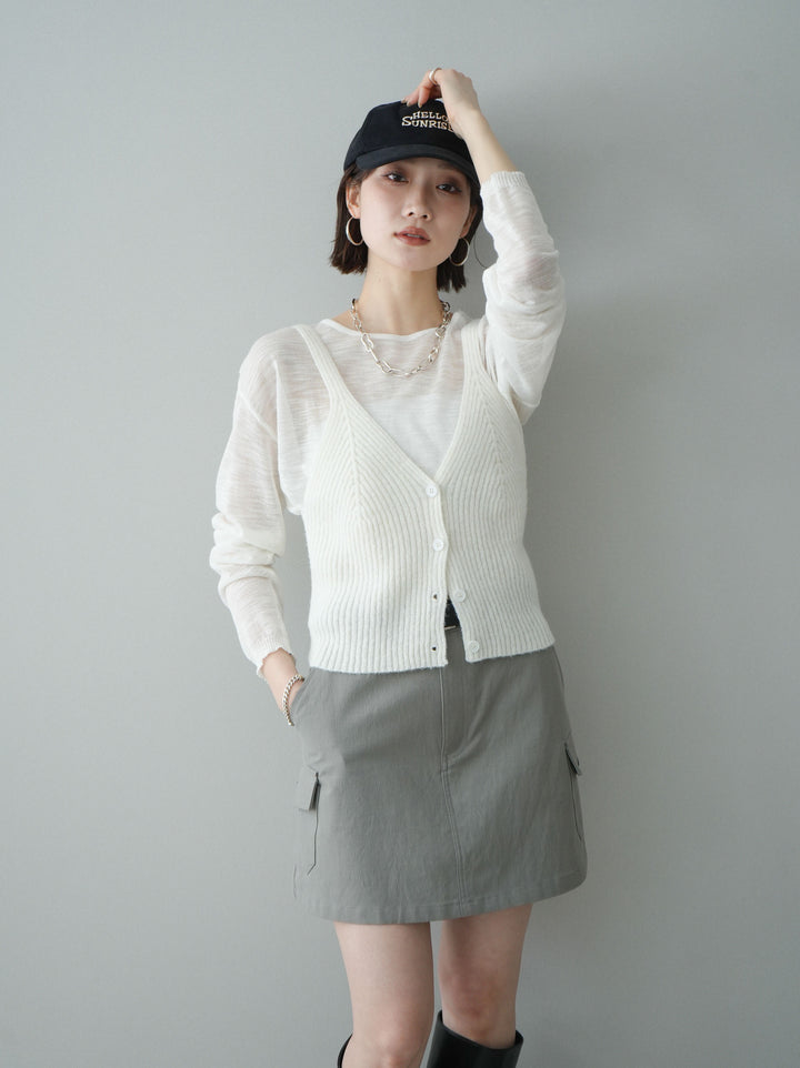 [予約]ビスチェアンサンブルシアーニット/white