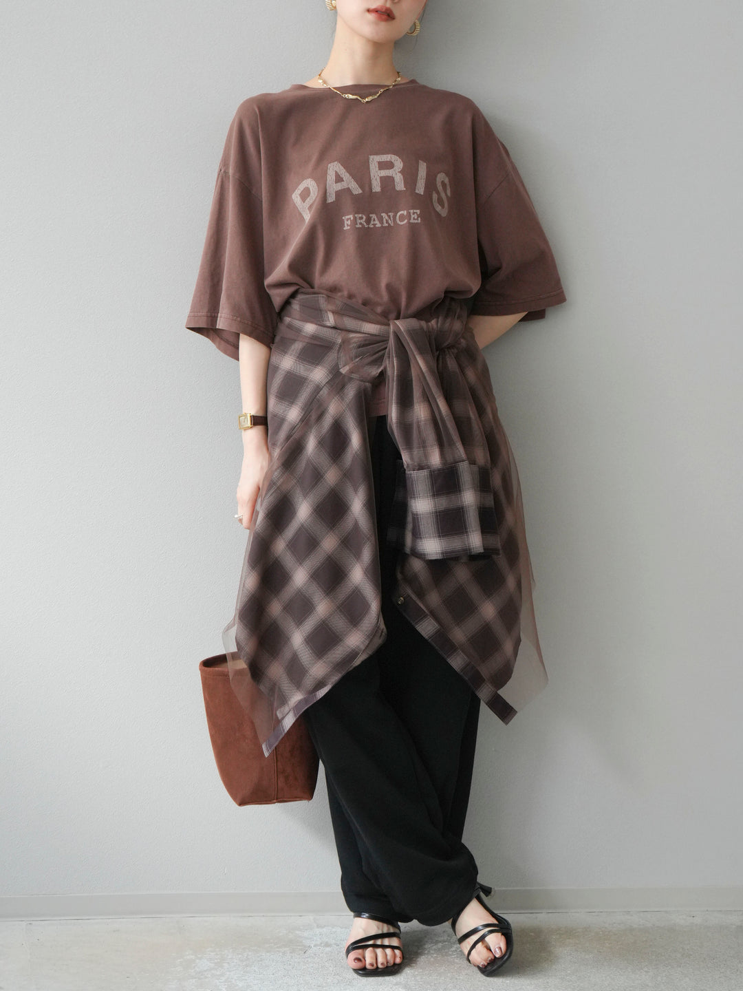 [予約]ピグメントロゴプリントTシャツ/ブラウン