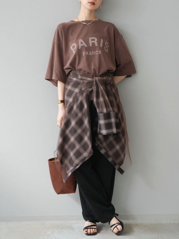 [予約]ピグメントロゴプリントTシャツ/ブラウン